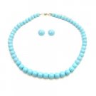NS833  Pearls Jewelry Set For Bridemaids In Blue Pool Color Necklace Stud Set