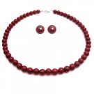 NS866  Unbeatable Bridemaids Jewelry In Passionate Coral Red Pearls Necklace Set