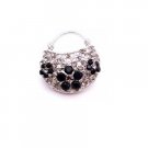 B463  Stunning Purse Brooch Black Diamond & Jet Crystals Brooch