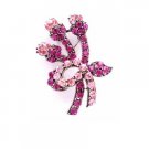 B453  A Flare for your Flair Fuschia & Rose Crystals Swirling Brooch Pendant