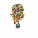 B447  Multicolored Crystals Brooch & Pendant Dangling Brooch