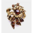 B445 Artistically Designed Vintage Brooch W/ Smoked Topaz & Colorado Crystals Brooch