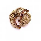 B451  Prom Brooch Multi Stripes Brooch Smoked Topaz & Colorado Crystals Ethnic Brooch