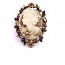 B459  Heiress Filigree Crystals Cameo Brooch For Mothers On Their Day