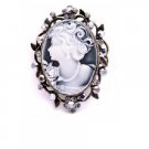 B458  Hermitite Crystals Cameo Brooch Pendant Mothers Day Exquisite Ornate Gift