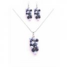BRD034  Find The Best Jewelry Gifts for Bridesmaids Light Dark Blue Pearls Necklace Set