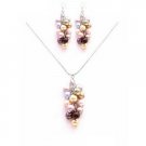 BRD040  Sparkle & Shine With Beautiful Prom Jewelry Swarovski Multicolored Pearls Set