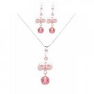 BRD045  Make Me Handmade Jewelry Swarovski Rose Crystals Pink Pearls Necklace Set