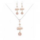 BRD046  Excitement Creativity Wedding Jewelry Golden Shadow Crystals & Ivory Pearls Set