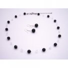BRD048  Latest Fashion Jewelry Black Pearls & Clear Crystals Bridesmaids Gifts