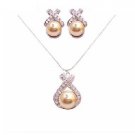 BRD059  Spectacular Necklace Set In Harvest Gold Genuine Swarovski Harvest Gold Pearls Set