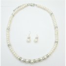 BRD072  Freshwater Pearls Jewelry With Silver Rondells Necklace Set Absolutely Stunning Jewelry