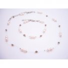 BRD075  Stylish Jewelry For Flower Girls Ivory Pearls & Smoky Quartz Swarovski Crystals