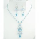 BRD019  Prom Jewelry Very Beautiful Blue Pearls & Aquamarine Crystals Jewelry
