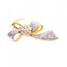 B429  Wedding Dress Brooch Desinged Bow Brooch Gold With Diamonds Brooch