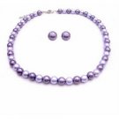 NS826  Prom Jewelry Stud Earrings Lilac And Purple Pearls Necklace Set
