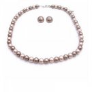 NS828  Bridemaids Latte Jewelry Necklace With Stud Earrings Latte Jewelry Bronze & Champagne