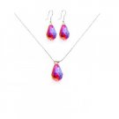 NS841  Chinese Crystals Siam Red Teardrop Necklace Set Gift Jewelry