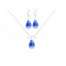 NS842  Sapphire Crystals Jewelry Teardrop With White Pearls Chinese Sapphire Crystals Necklace Set