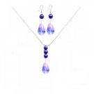 NS845  Crystals Teardrop Necklace Set Lite AB Lite Sapphire Teardrop Wedding Jewelry Set
