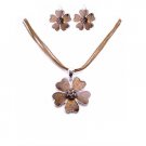 NS848  Vintage Ethnic Necklace Set Enamel Brown Flower & Smoked Topaz Crystals Jewelry
