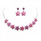 NS857  Christmas Jewelry Star Charm In Row Jewelry Set In Beautiful Pink & Fuschia Stars