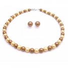 NS865  Pearls Stud Earrings Jewelry Set Latte Pearls & Yellow Pearls Unbeatable Inexpensive Jewelry