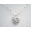 N860  Sterling Silver 92.5 Chained Sterling Heart Pendant Necklace