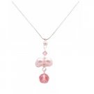 N862  Drop Down Pendant Necklace Wedding Gift Swarovski Rosaline Pearls & Rose Crystals