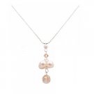 N864  Austrian Genuine Crystals Necklace Ivory Pearls & Golden Shadow Pendant Necklace
