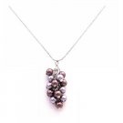 N874  Purple & Gray Pearls Combo Pendant Necklace Swarovski Pearls Jewelry Gift