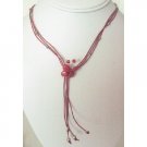 N884  Red Butterfly Necklace w/ Beautiful Tassel Necklace