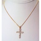 N888  Gold Chained Necklace With Cross Pendant Gift All Season
