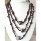 N894  Long Necklace 30 Inches Semi Precious Necklace Onyx Gem Stones Necklace