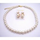 NS875  Cream Pearls Gold Chain Wedding Jewelry Gold Rhinestone Earrings