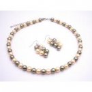 NS892  Find Your Cheap Wedding Jewelry Pistachu Pearls Combo W/ Daffodill Necklace Set