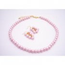 NS893  Customize Your Pearls Jewelry In Gold Chain Pink Pearls Necklace Set