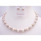 NS895  Wedding Shower Gifts Ivory & Champagne Pearls Combo Necklace Set