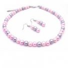 NS902  Prom Jewelry In Beautiful Pink Candy Pink & Silver Pearls Jewelry Set