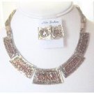 NS906  Rectangular Jewelry Ethnic Gorgeous Enameled Brown Necklace Set