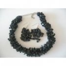 NS913  Semi Precious Onyx Nuggets Beads Trendy Funky Jewelry Necklace Set