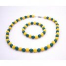 GC204  Brazil Jewelry Yellow & Green Pride Jewelry Necklace & Bracelet