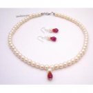 GC205  Trendy Gorgeous Flower Girl Jewelry Faux Pearls Ivory Pearls Set w/ Teardrop