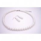 NS925  Pure White Jewelry Necklace & Earrings White Pearls Necklace Set For All Ocassion Jewelry