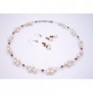 NS932  Affordable Jewelry At Fashion Jewelry For Everyone Ivory Pearls/Smoked Topaz Crystals
