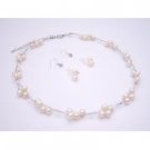 NS934 Wedding Jewelry Affordable Price Ivory Pearls With Genuine Swarovski AB Crystals Necklace Set