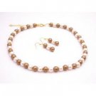 NS937  Jewelry w/ Gold Bridesmaid Dress From Fashion Jewelry Gold/Ivory Pearls Necklace Set