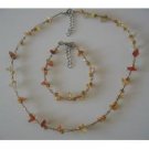 NS939  Jewelry In Carnelian Stone Nugget Smoked Topaz Crystals Necklace & Bracelet Set