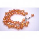TB002  Bracelet Cluster Style AB Orange Beads Cluster Bracelet Soft Color