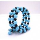 TB960  Find Stranded Bangles You Like Turquiose & Black Pearls 3 Stranded Bangle Bracelet